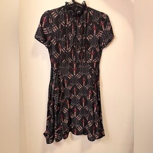 Elegant Black and Red Patterned Dress